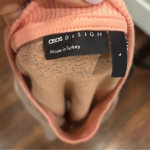 Asos Design Oversize T Shirt In Heavyweight Pink Heather With Chest Badge H Sz L - Picture 7 of 8